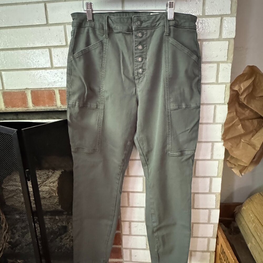 Cosmic Blue Love Utility Skinny Jeans - Light Olive Green - 31P